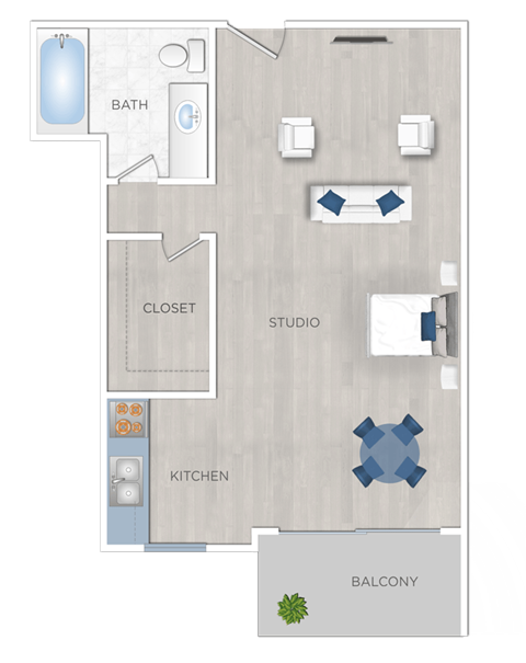 Studio Apartments in West Los Angeles, CA - Del Rio Apartments A floorplan